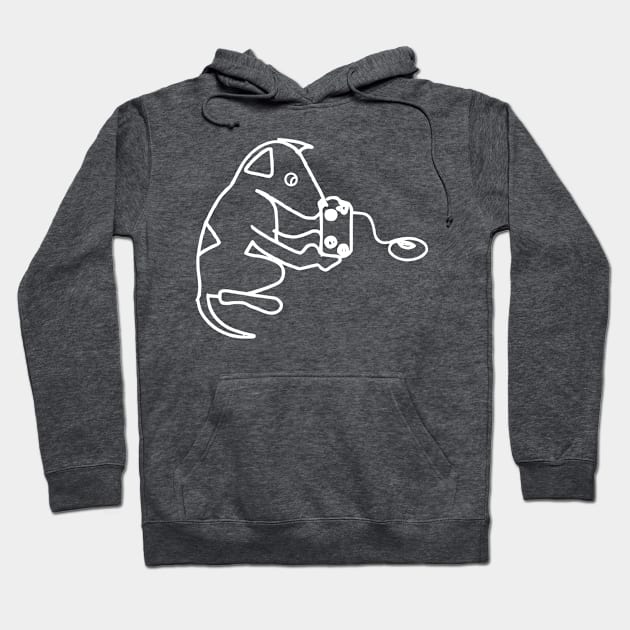 Cute Line Drawing of a Dog Playing Video Games Hoodie by JoeHx